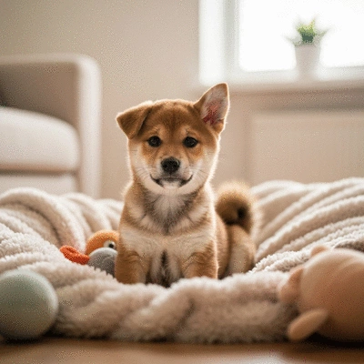 Person using a dog dryer on a fluffy dog after a bath, clean image, professional setting